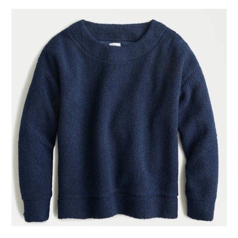 J.Crew Teddy cropped sherpa pullover sweatshirt Blue Size Large